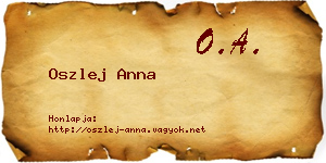 Oszlej Anna névjegykártya